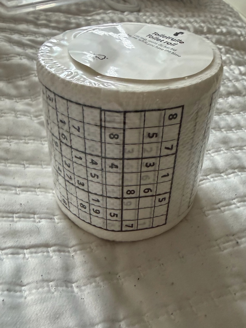 Novelty Sudoku Puzzle Toilet Paper Roll - White